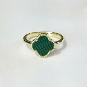Clover Malachite Ring  in 14k gold Vermeil